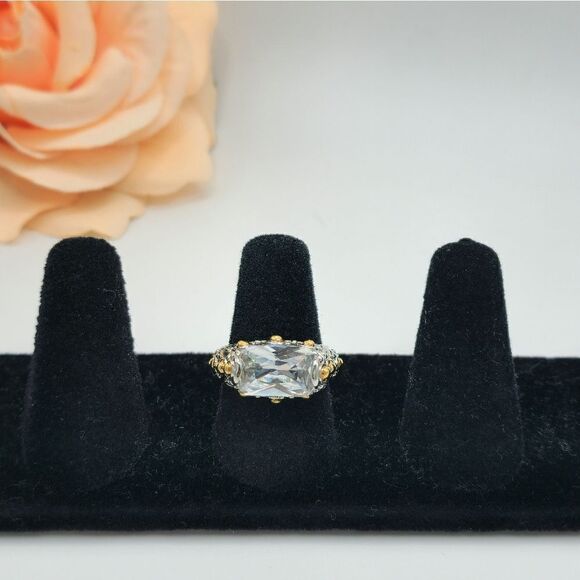 Vintage 18kt TWO tone White yellow gold chunky ring - Picture 1 of 10